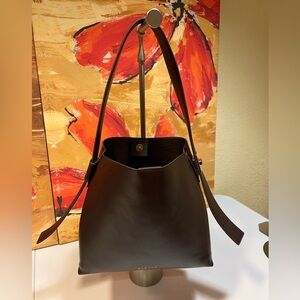 Anne Klein Brown Leather Shoulder Bag